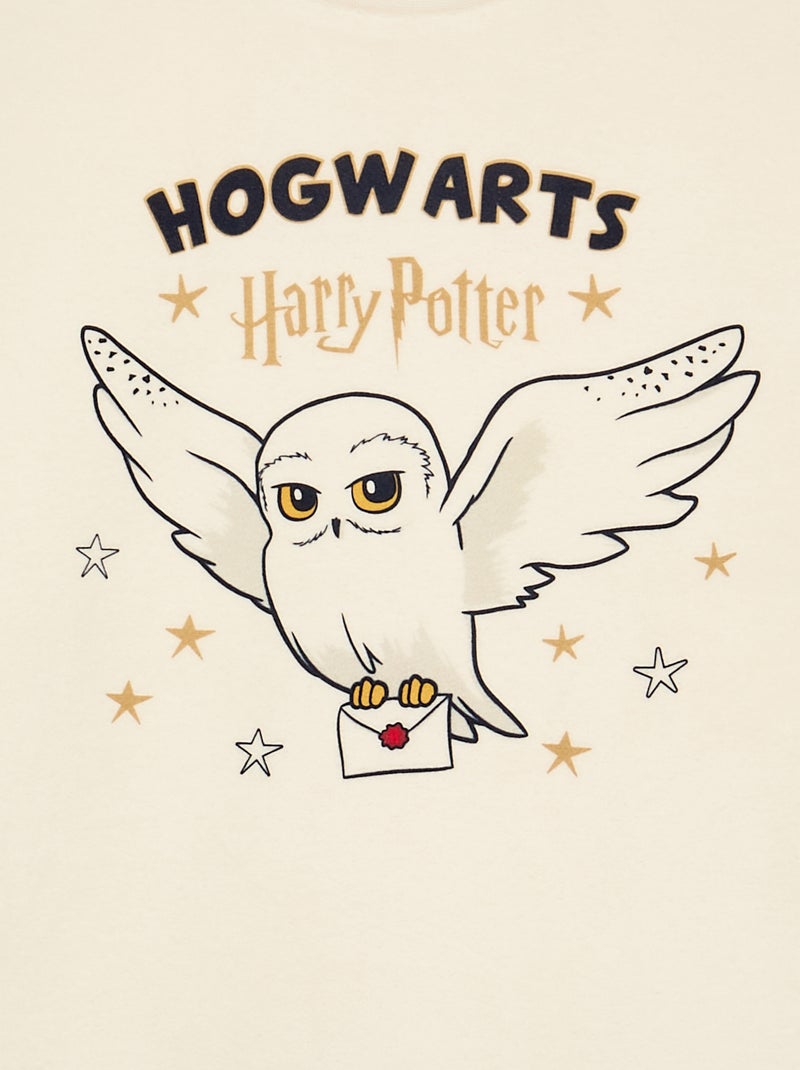 Pyjama 'Harry Potter' 2 pièces en polaire - T-shirt à manches longues + pantalon Ecru - Kiabi