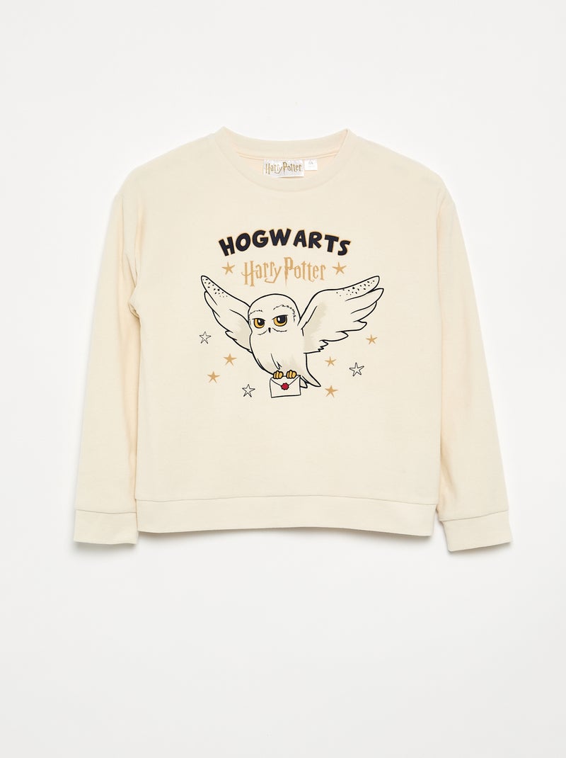 Pyjama 'Harry Potter' 2 pièces en polaire - T-shirt à manches longues + pantalon Ecru - Kiabi