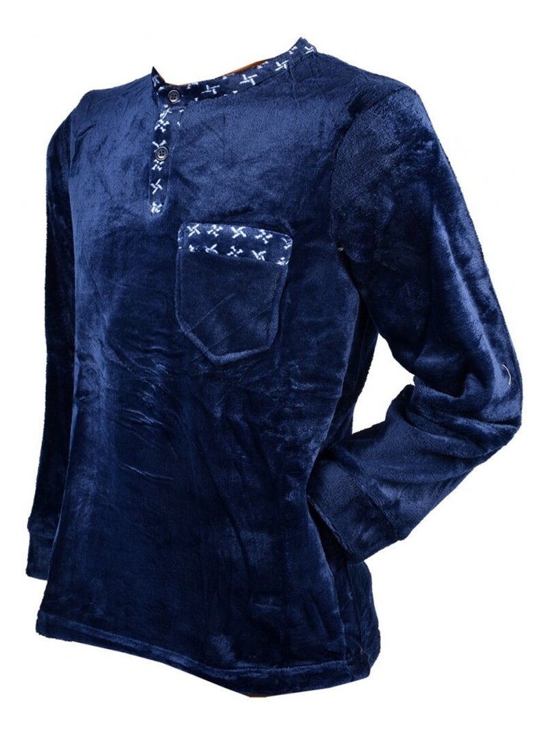 Pyjama heren fleece ECO Marineblauw - Kiabi