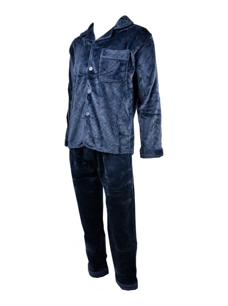 Pyjama heren fleece ECO Marineblauw - Kiabi