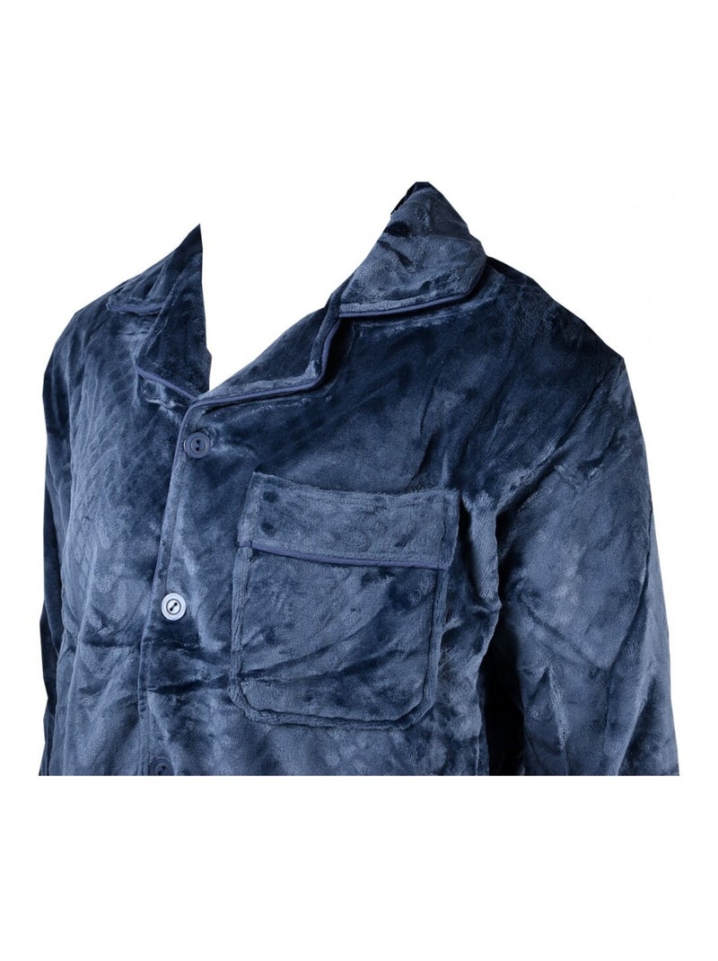 Pyjama heren fleece ECO Marineblauw - Kiabi