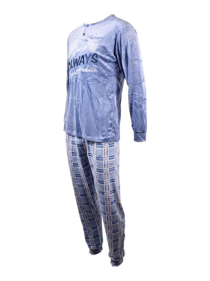 Pyjama Heren Lang SWEET SECRET Blauw - Kiabi