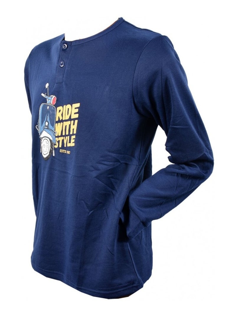 Pyjama Heren Lang SWEET SECRET Marineblauw - Kiabi