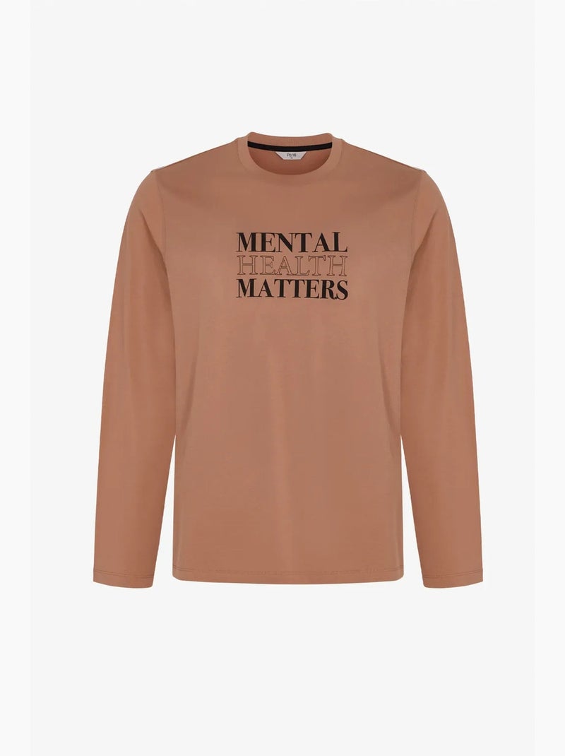 Pyjama homme clear mind à motif géométrique, pantalon, manches longues penti Camel - Kiabi
