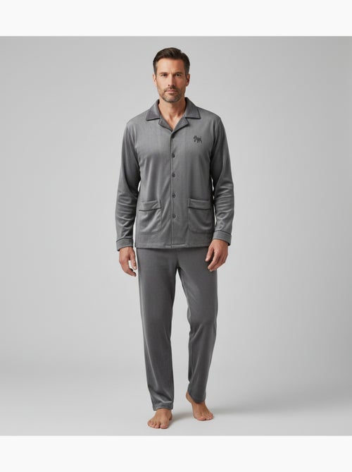 Pyjama homme hiver polaire boutonné c2530 - Kiabi Pyjama homme hiver polaire boutonné c2530 - Kiabi