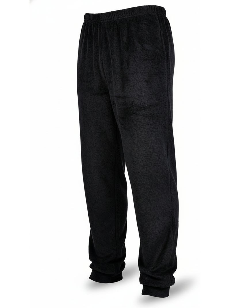 Pyjama Homme Hiver Polaire Doux RAYURE Z2654 Noir - Kiabi