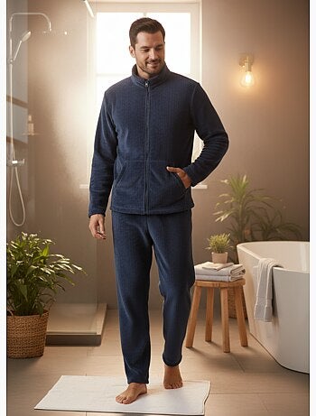 Pyjama Homme Hiver Polaire Doux ZIP