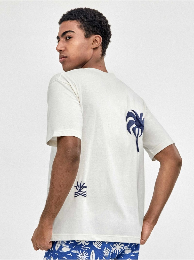 Pyjama homme imprimé snoopy Ecru - Kiabi