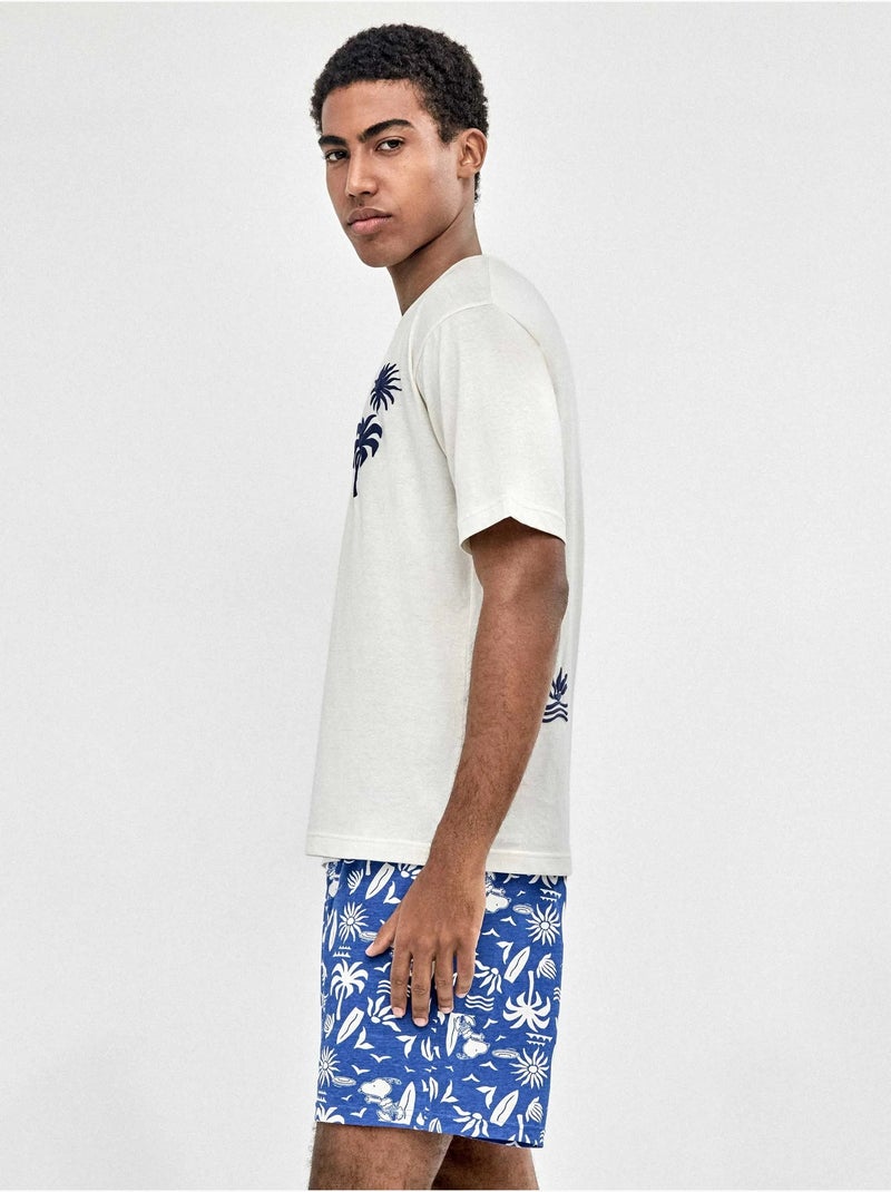 Pyjama homme imprimé snoopy Ecru - Kiabi