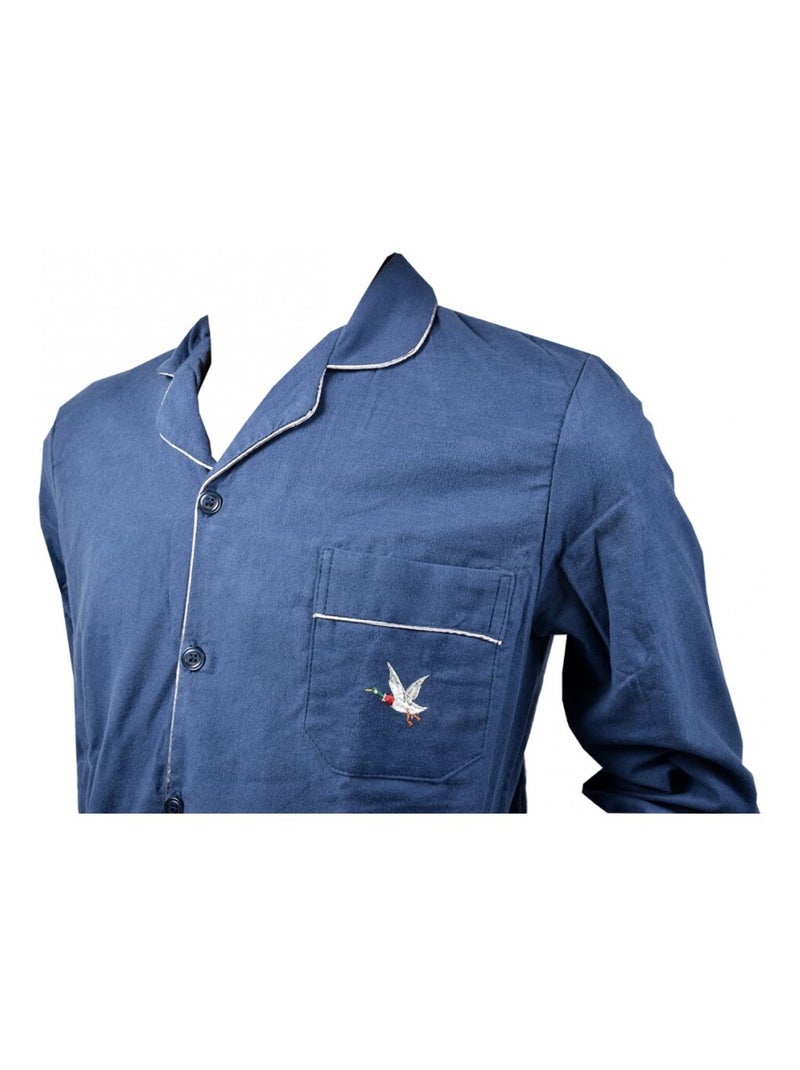 Pyjama homme long chevignon boutonné Bleu marine - Kiabi