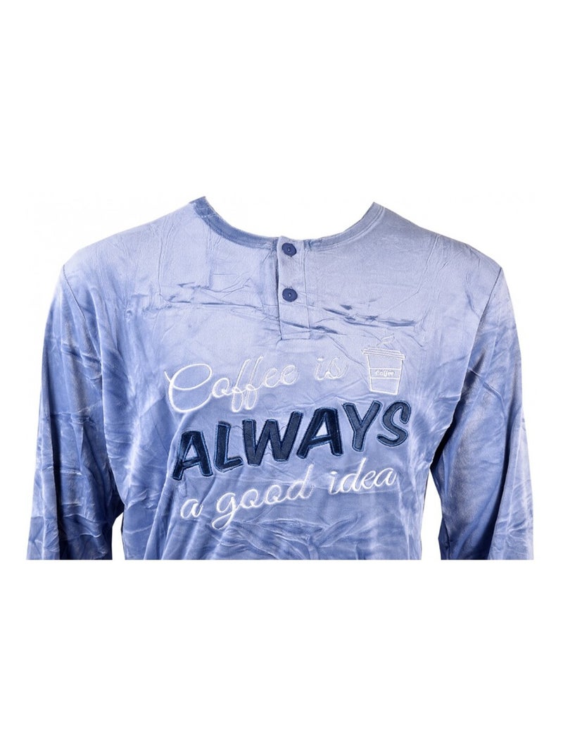 Pyjama Homme Long SWEET SECRET Bleu - Kiabi