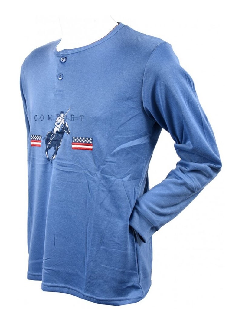 Pyjama Homme Long SWEET SECRET Bleu - Kiabi
