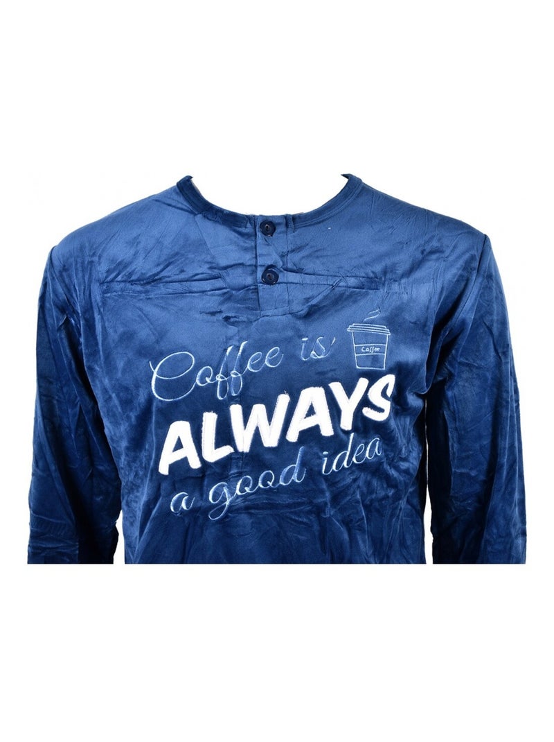 Pyjama Homme Long SWEET SECRET Bleu marine - Kiabi