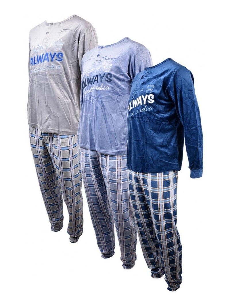 Pyjama Homme Long SWEET SECRET Bleu marine - Kiabi