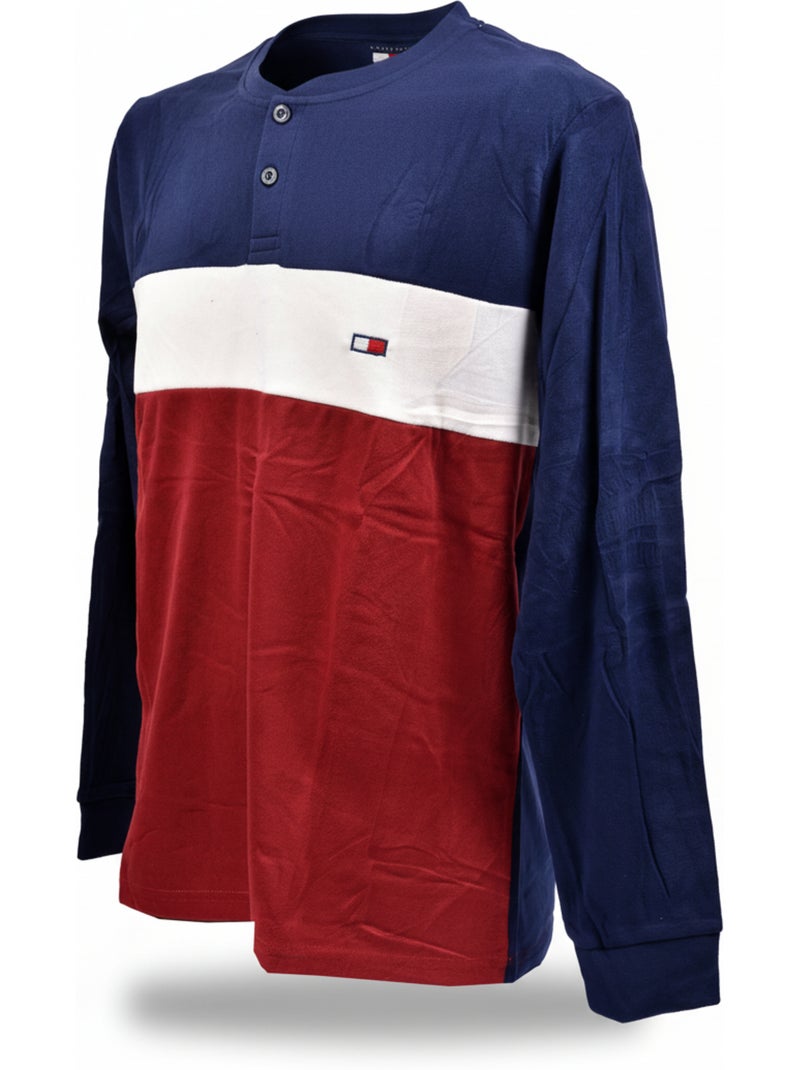 Pyjama Homme Tricolore Microfibre Stretch C2520 Bordeaux - Kiabi