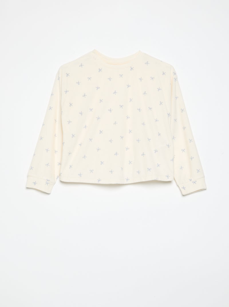 Pyjama imprimé 2 pièces - Sweat + pantalon Ecru - Kiabi