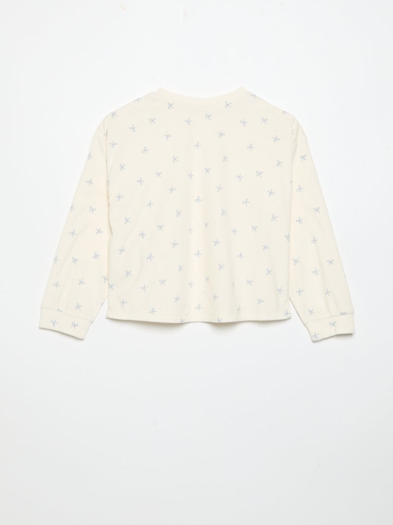 Pyjama imprimé 2 pièces - Sweat + pantalon Ecru - Kiabi