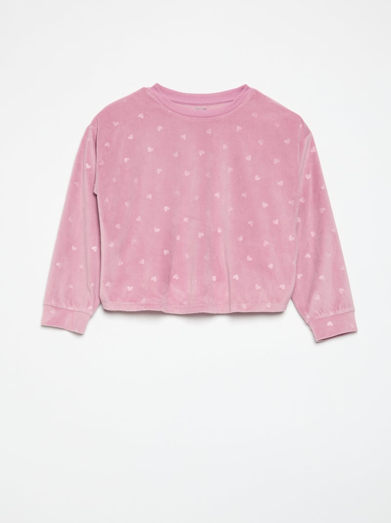 Pyjama imprimé 2 pièces - Sweat + pantalon Rose - Kiabi