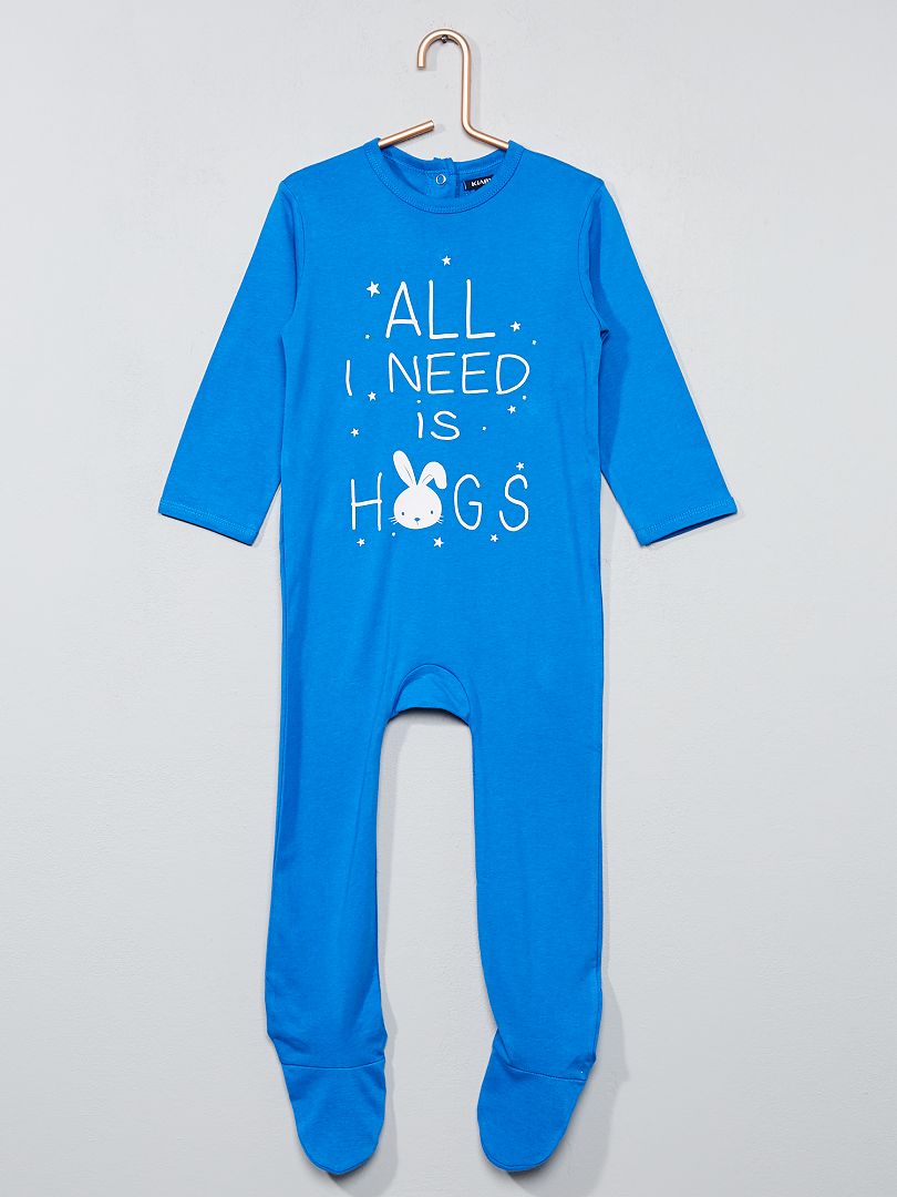 Pyjama imprimé avec pieds bleu - Kiabi
