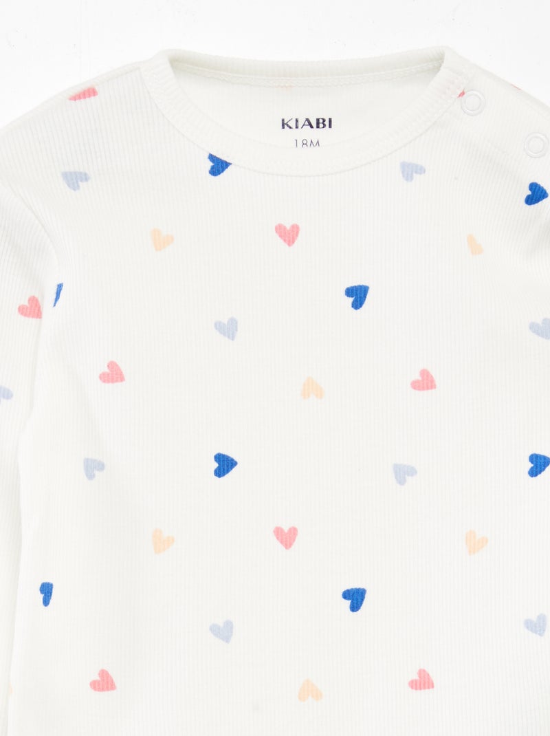 Pyjama imprimé en maille - 2 pièces BLANC - Kiabi