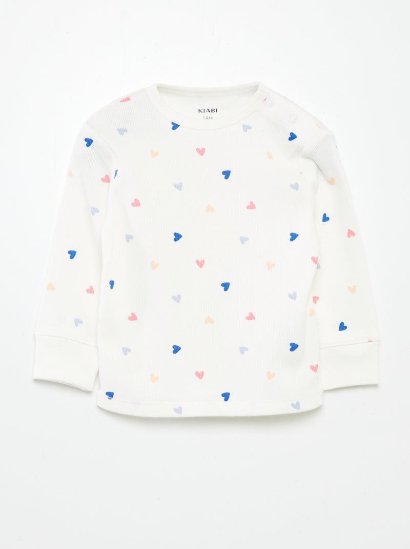 Pyjama imprimé en maille - 2 pièces BLANC - Kiabi
