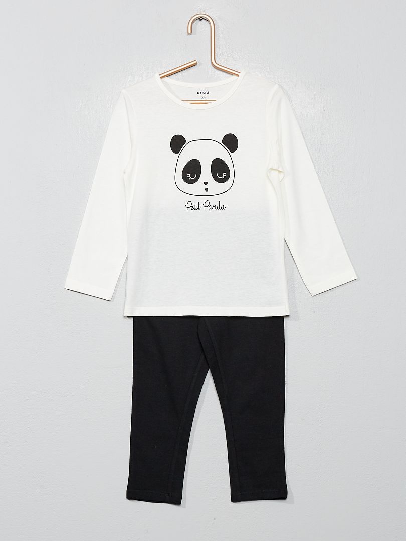 Pyjama imprimé 'panda' écru/noir - Kiabi