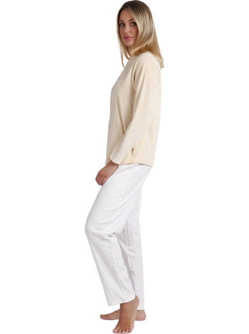 Pyjama indoor outfit broek top lange mouwen comfort home - Kiabi