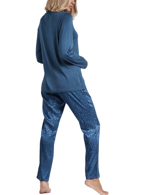 Pyjama indoor outfit broek top lange mouwen satin leopard - Kiabi
