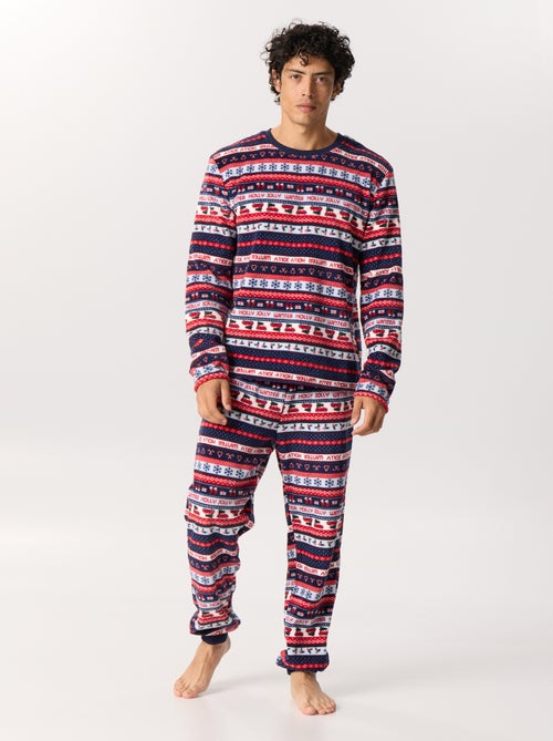 Pyjama jacquard 2 pièces en polaire - Kiabi