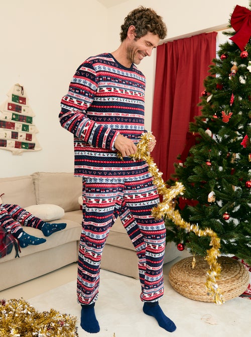 Pyjama jacquard 2 pièces en polaire - Kiabi