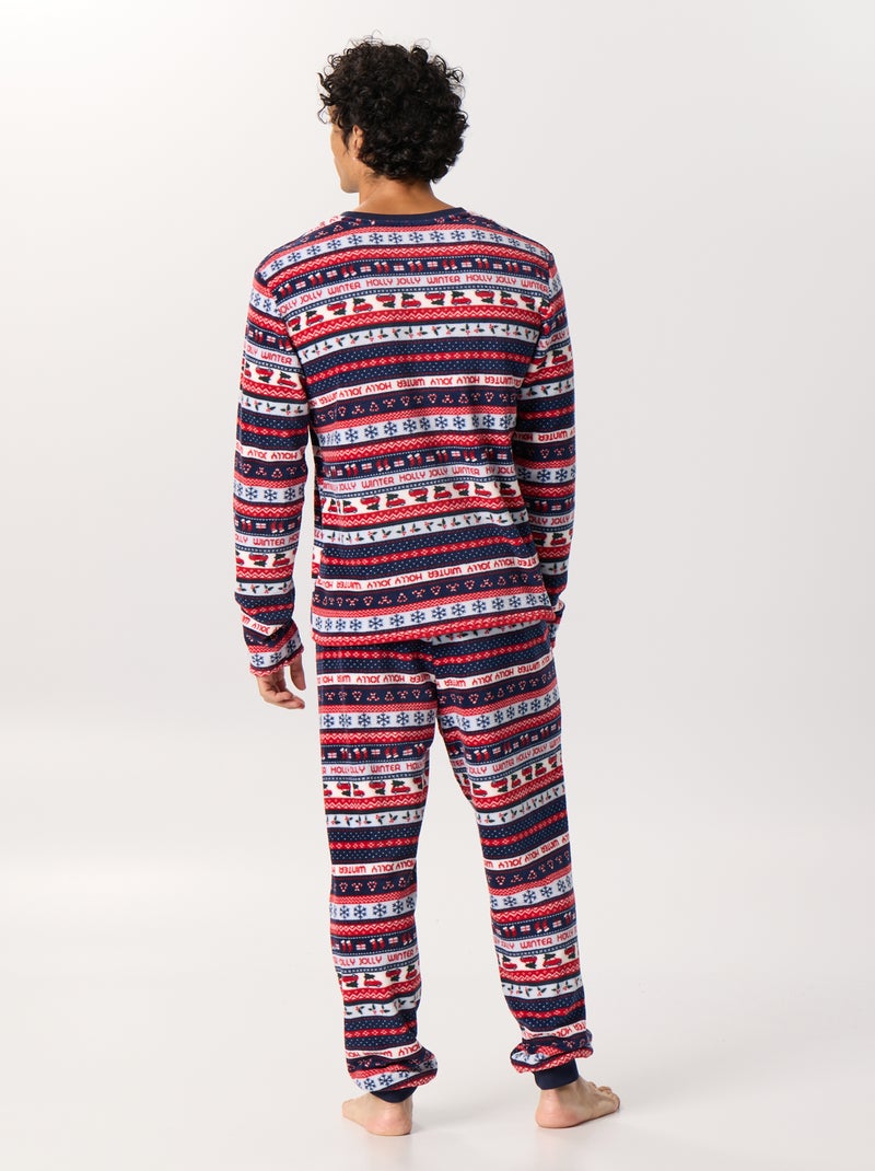 Pyjama jacquard 2 pièces en polaire Bleu - Kiabi