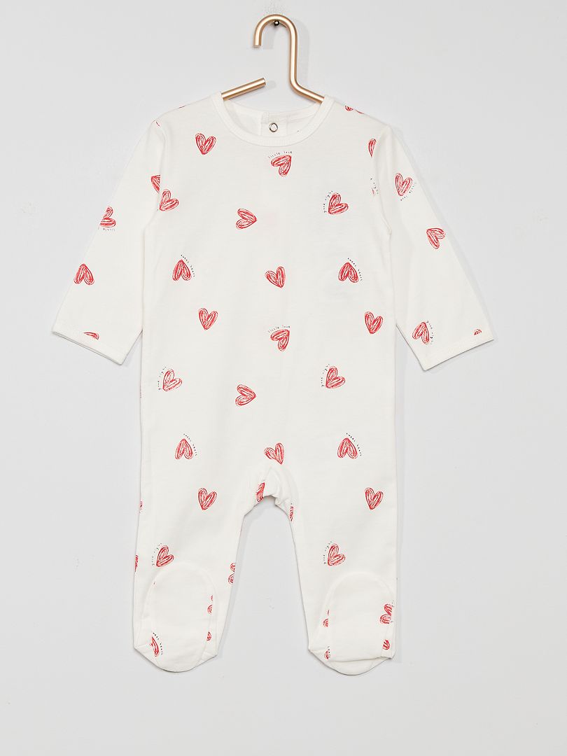 Pyjama jersey blanc cœur - Kiabi