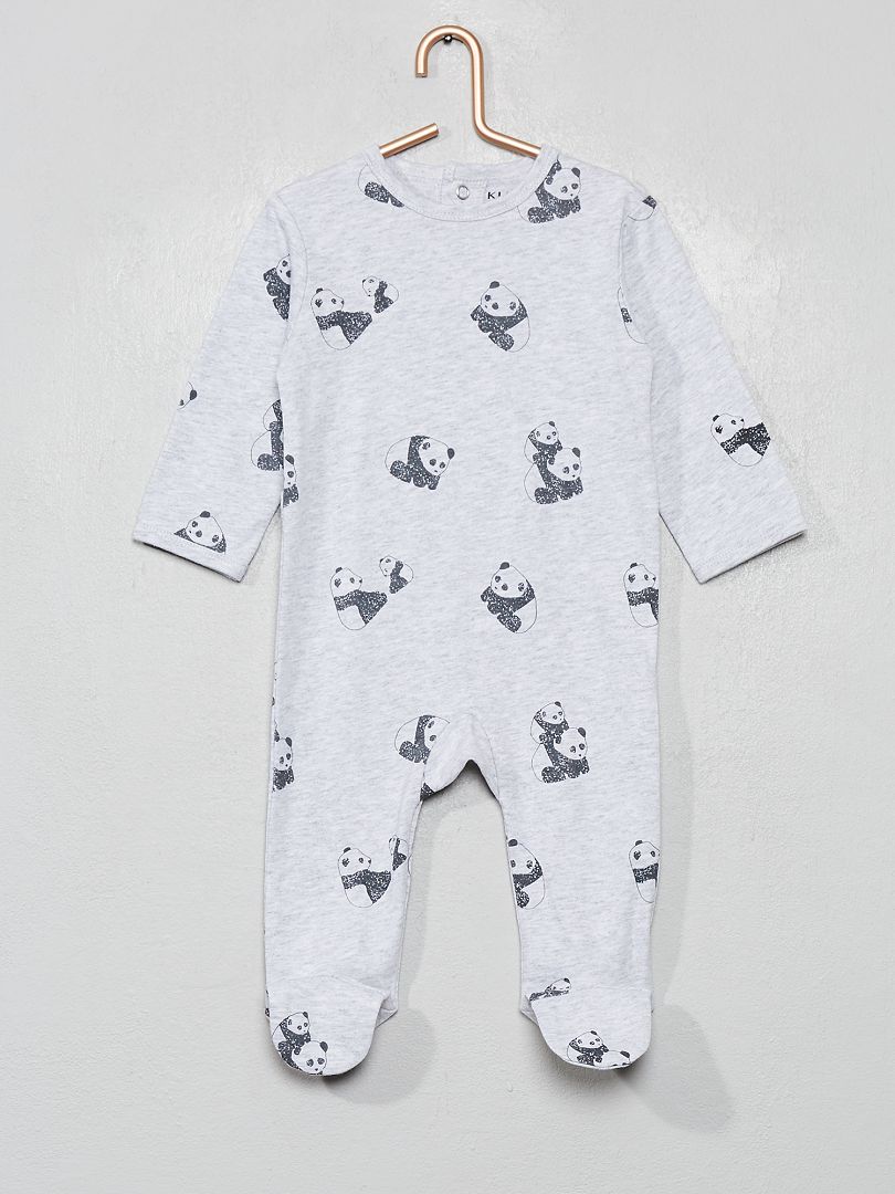 Pyjama jersey gris/panda - Kiabi
