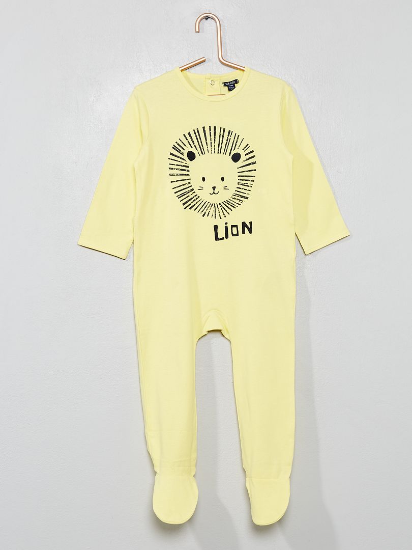 Pyjama jersey imprimé jaune/lion - Kiabi