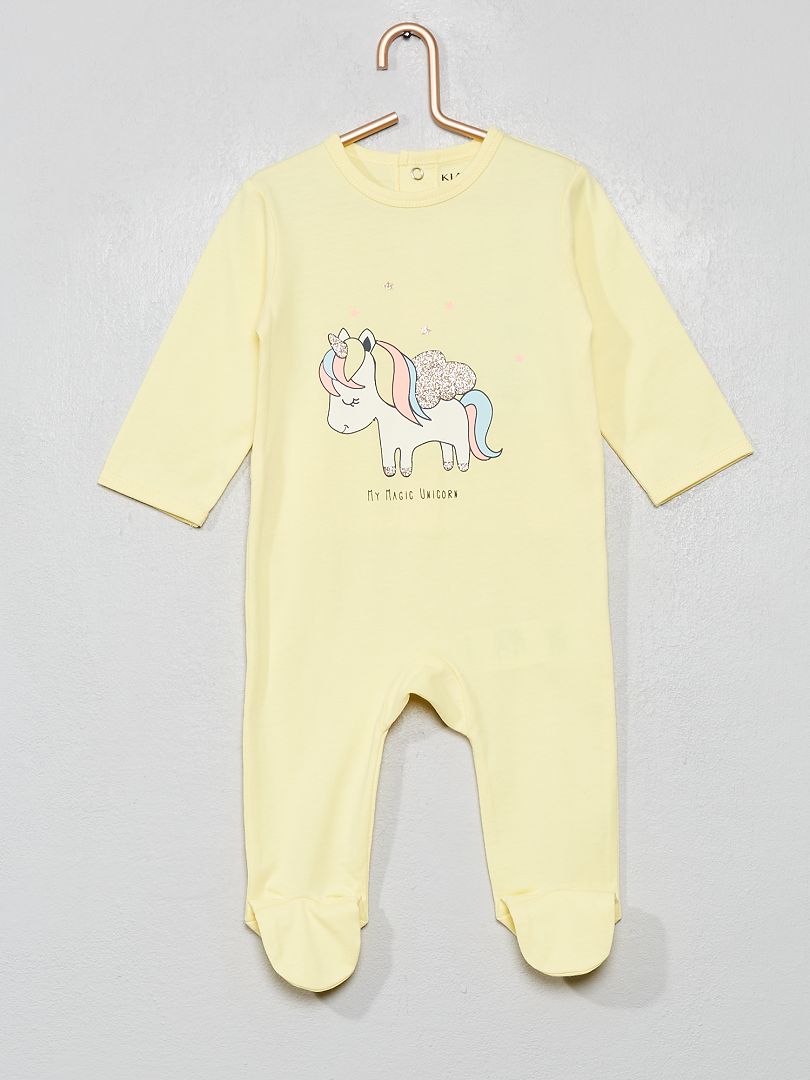 Pyjama jersey jaune/licorne - Kiabi