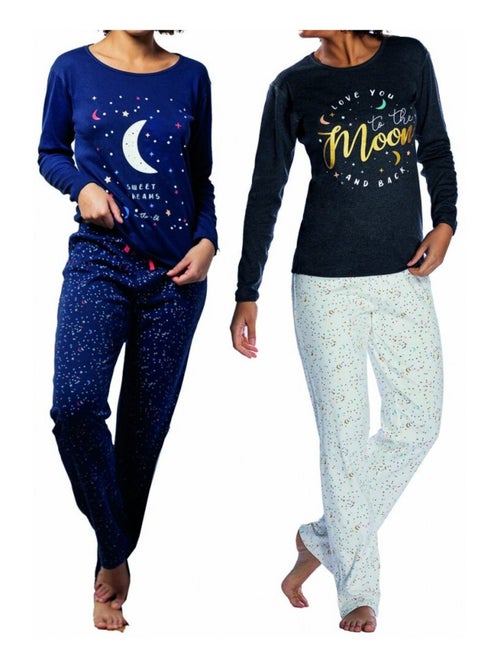 Pyjama katoen MELISSA BROWN - Set van 2 - Kiabi Pyjama katoen MELISSA BROWN - Set van 2 - Kiabi