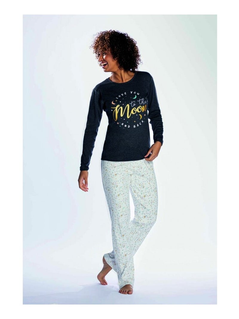 Pyjama katoen MELISSA BROWN - Set van 2 Blauw Grijs Blauw - Kiabi