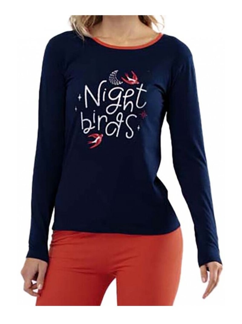 Pyjama katoenen MELISSA BROWN Blauw Rood - Kiabi