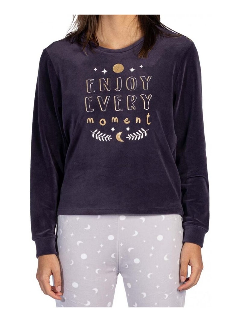 Pyjama katoenen MELISSA BROWN Blauwgrijs - Kiabi