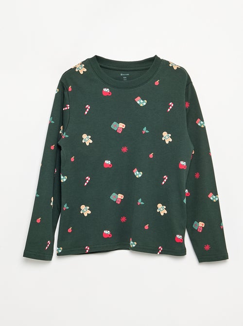 Pyjama 'Kerst' 2-delig - T-shirt met lange mouwen + broek - Kiabi