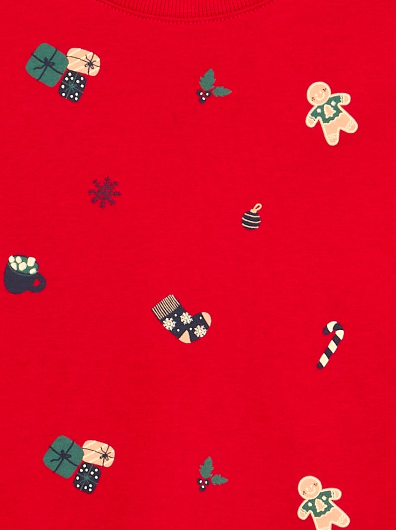 Pyjama 'Kerst' 2-delig - T-shirt met lange mouwen + broek Rood - Kiabi