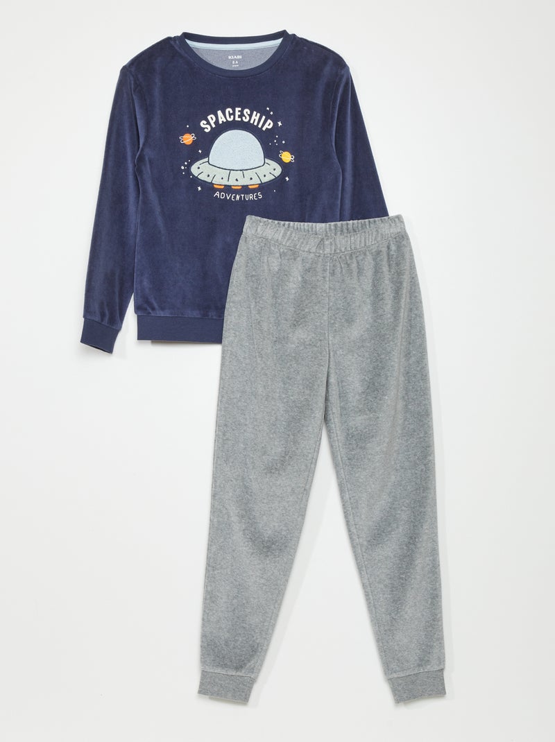 Pyjama le velours - 2 pièces Bleu - Kiabi