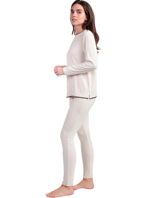 Pyjama legging top lange mouwen ronde hals elegant bij home - Kiabi