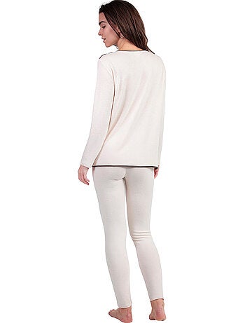 Pyjama legging top manches longues col rond elegant at home