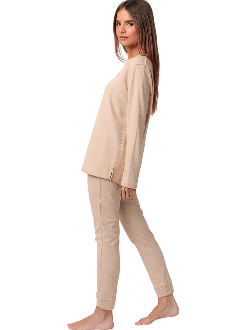 Pyjama legging top met lange mouwen supersoft Bruin - Kiabi