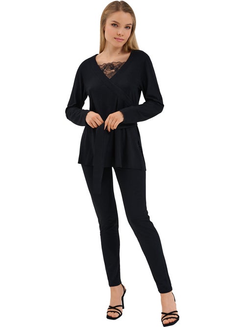 Pyjama leggings tunique manches longues sympathy - Kiabi Pyjama leggings tunique manches longues sympathy - Kiabi