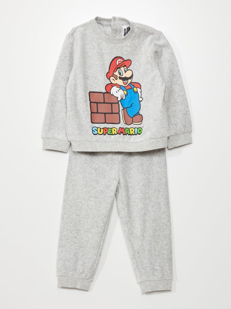 Pyjama long - Imprimé 'Mario' - 2 pièces Gris - Kiabi