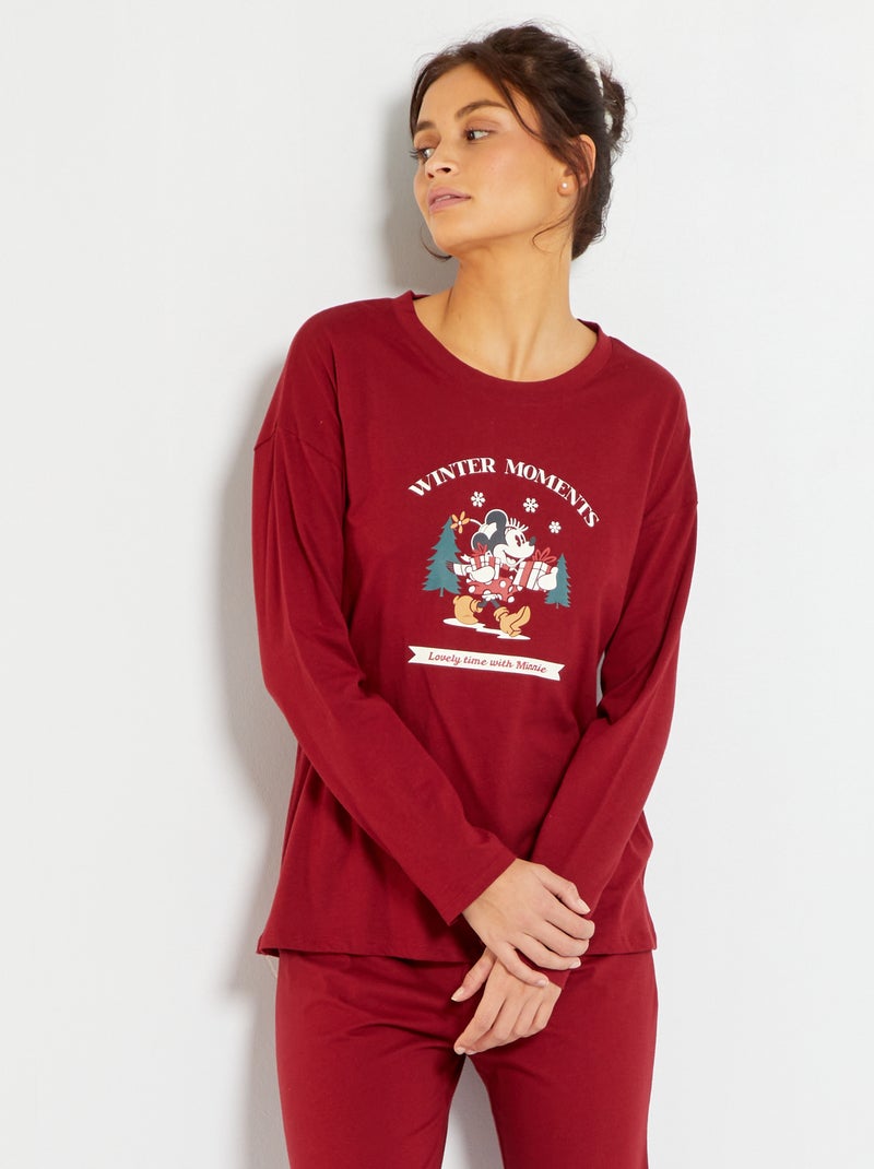 Pyjama long - imprimé 'Minnie' - 2 pièces Bordeaux - Kiabi