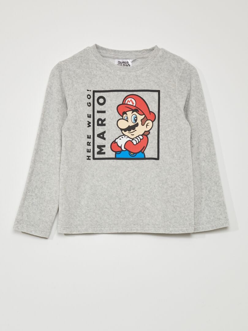 Pyjama long - 'Super Mario' - 2 pièces Gris/noir - Kiabi