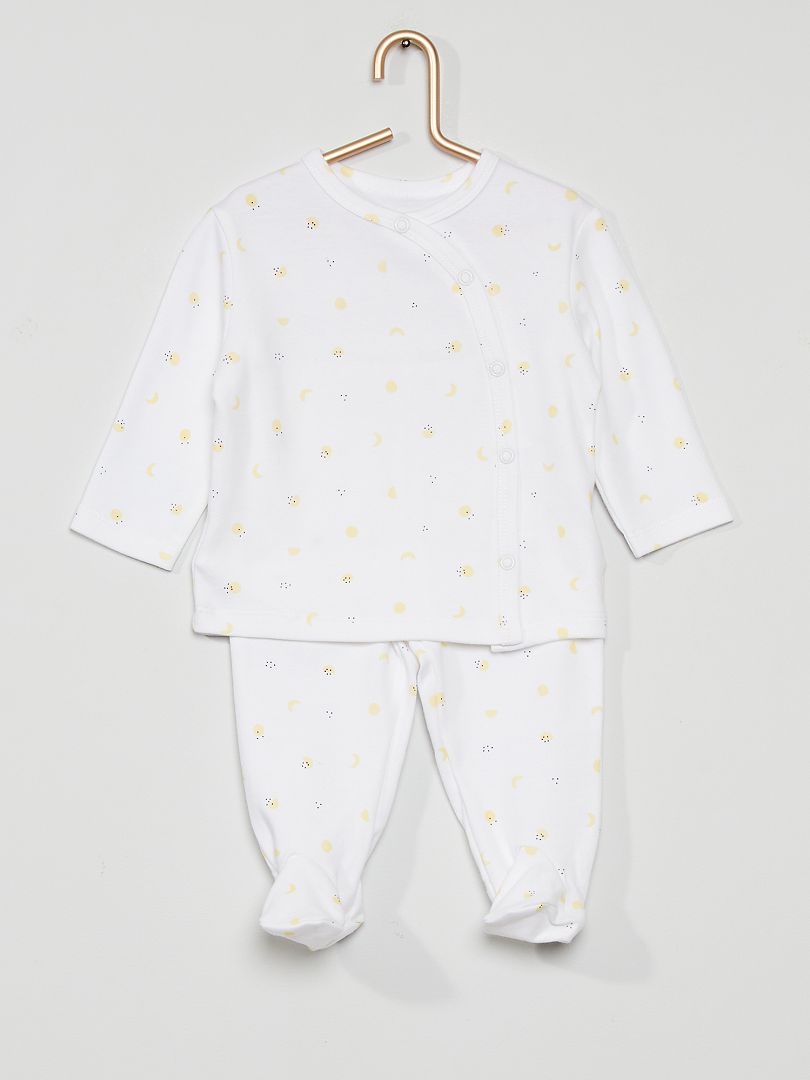 Pyjama long 2 pièces blanc - Kiabi